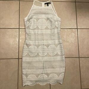 White House Black Market Cream Sheath Halter Mini Dress